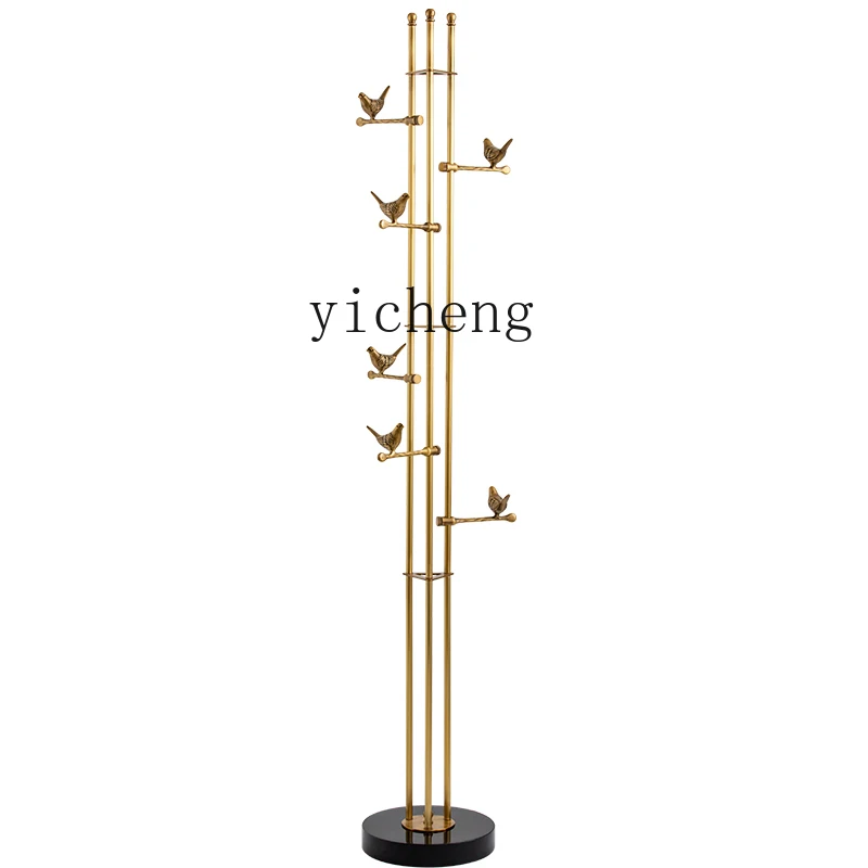 

ZC Nordic Marble Light Luxury Floor Coat Rack Entrance Brass High-End Vertical Clothes Rack
