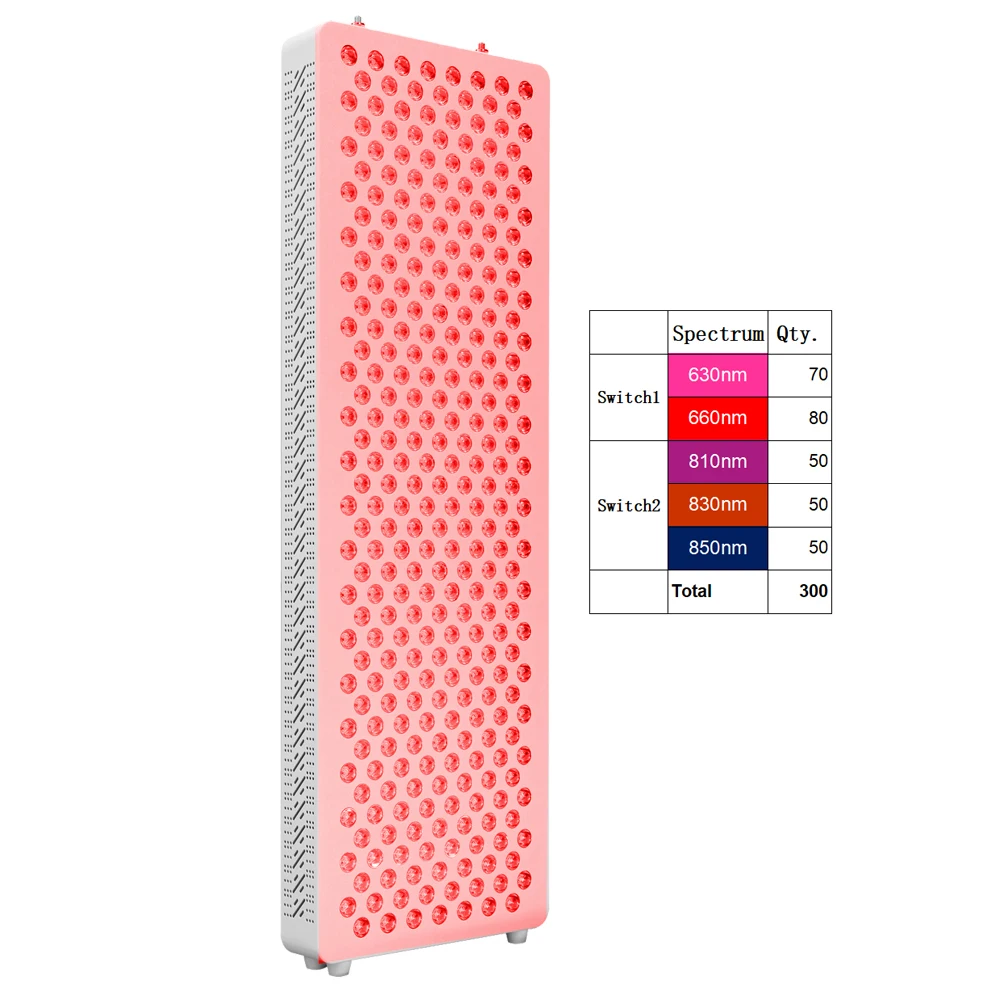 

1500W High Irradiance Flicker Free 630 660 810 830 850nm Red Near Infrared Red Light Therapy Panel Full Body With Stand