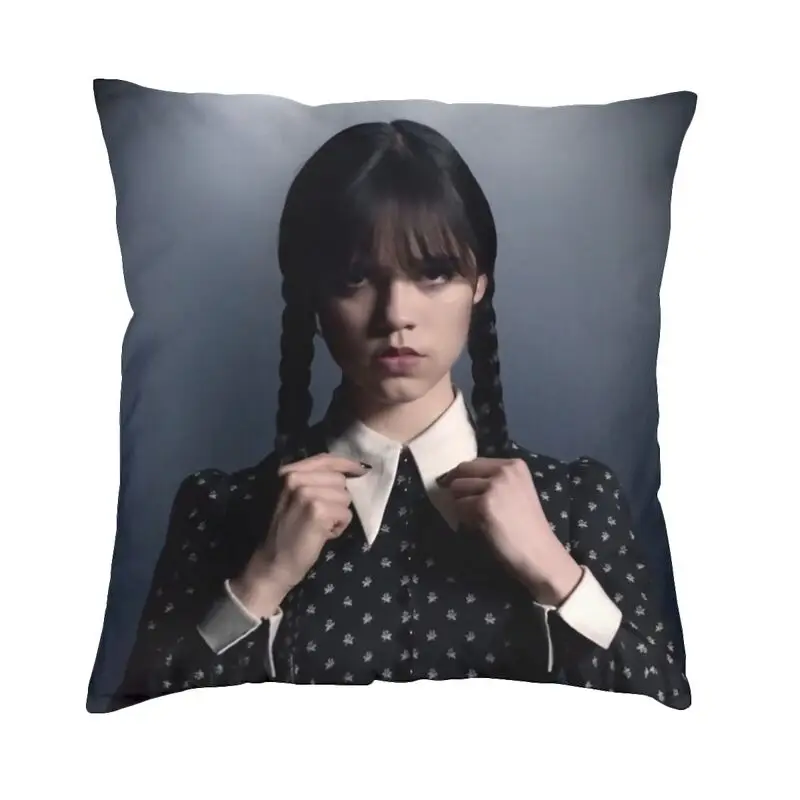 

Wednesday Addams Square Pillow Case Home Decor Comedy Horror TV Cushions Throw Pillow for Car Double-sided Printing