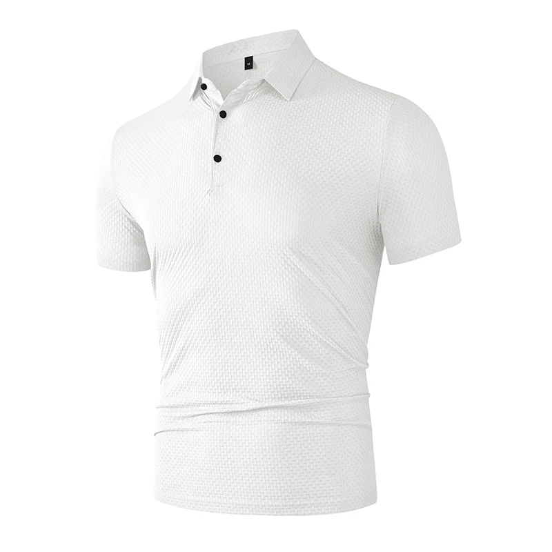 Herren-Poloshirt mit Waffelstruktur, kurzärmelig, lässig, mit Umlegekragen und Knopfleiste, weich, atmungsaktiv, zum täglichen Tragen – Detail 19
