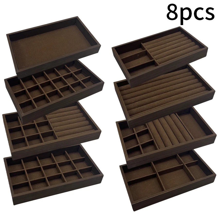 1 Pc, Walnut Wood Pattern Jewelry Box, Jewelry Tray, Suitable for Storing Necklaces, Rings, Earrings, and Ear Studs