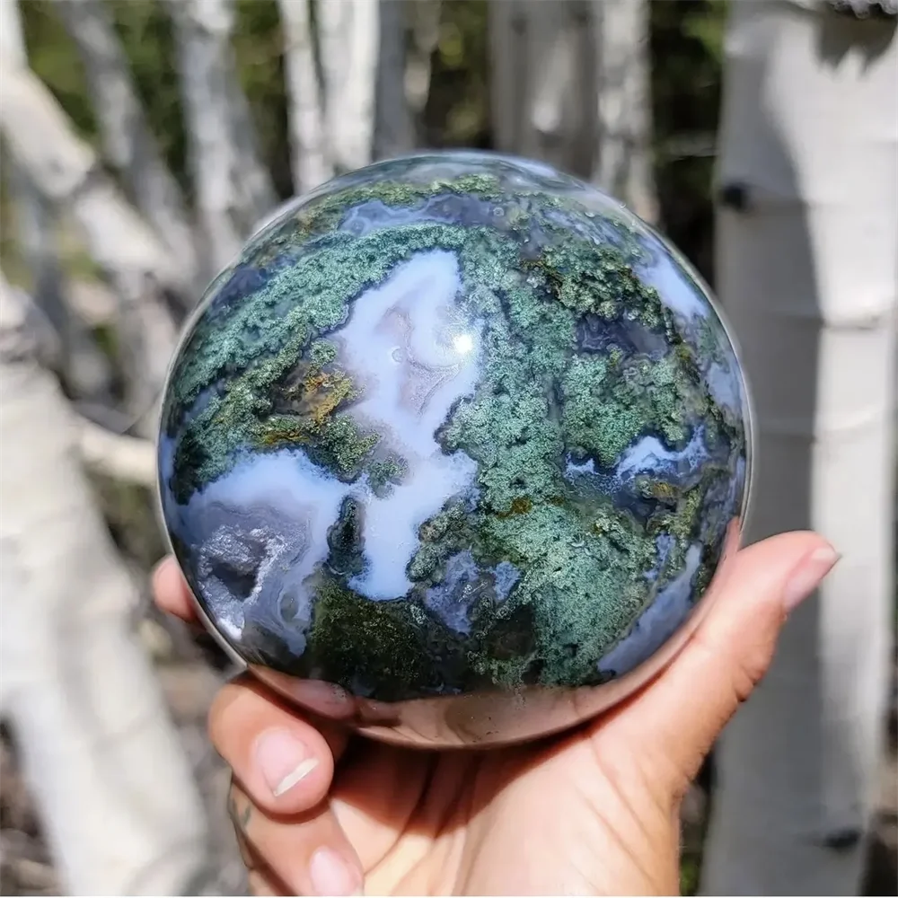 

Natural Aquatic Agate Ball Moss Sphere Quartz Crystal Geode Healing Meditation Feng Shui Reiki Home Decoration