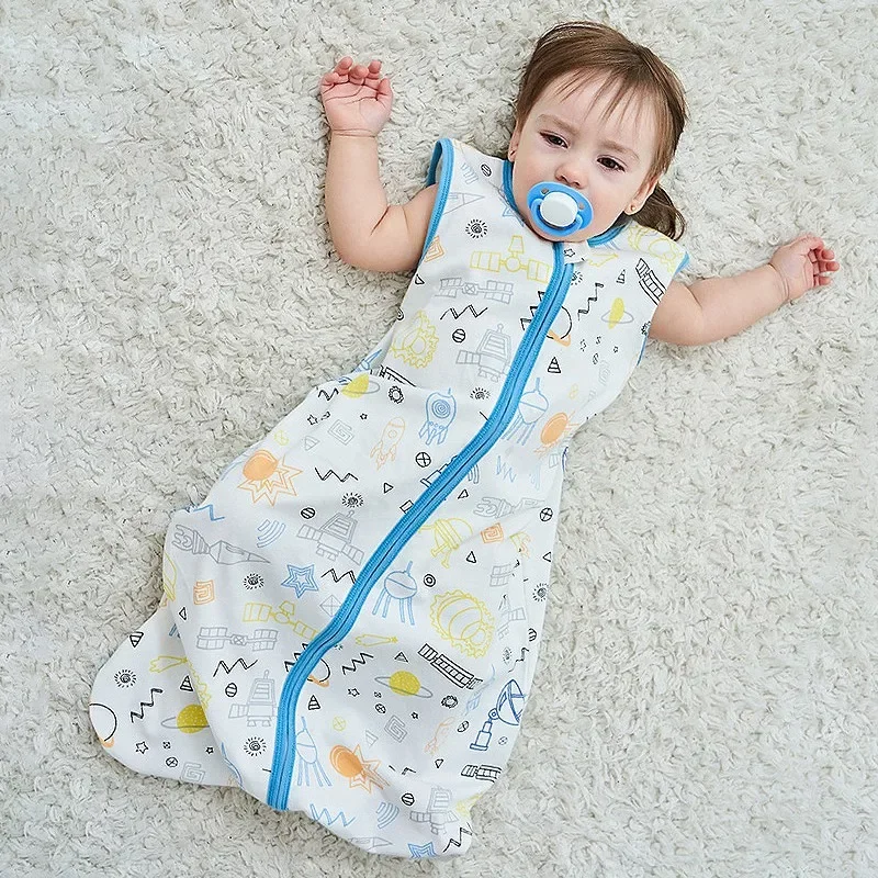 Baby Summer Sleeping Bag Newborn Sleepsacks with Zipper Boys Girls Sleeveless Slaapzak Anti-kick Quilt Saco De Dormir Para Bebe
