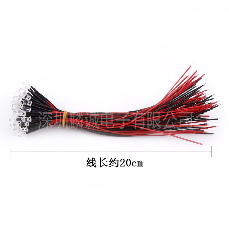 10pcs Transparent LED Diodes DC 3V-12V 3MM 5MM Red/Green/Blueellow/White/RGB Pre-wired Toys Electronic Products LED rectifier diode