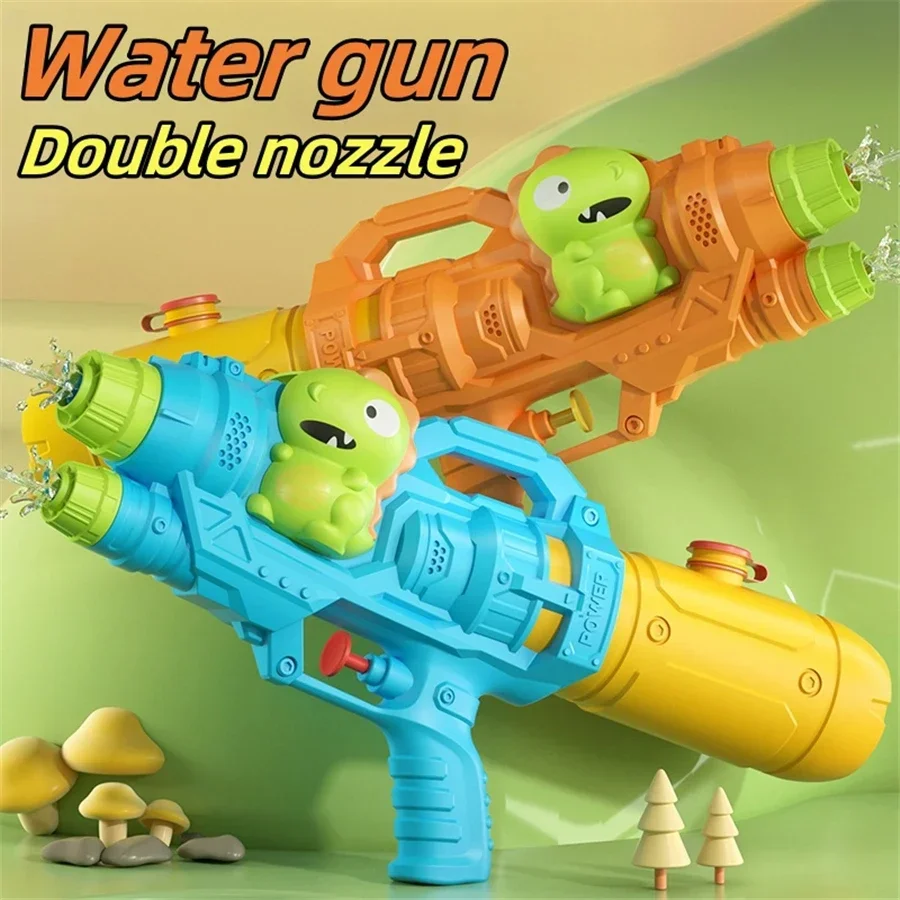 Cartoon Animal Water Gun Summer Pool Toy Double Nozzle Water Gun Dinosaur Press Type Watergun Unicorn Water Spray Toy 3