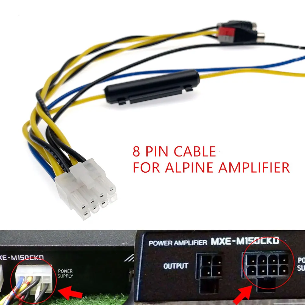 Câble d'alimentation RCA pour caisson de basses d'autoradio, 8 broches, pour Alpine SWE-815 SWE-3000 SWE-3000 SWE-1500(MXE-M151CKD) SWE-2200 SWE-1700AV SWE1200