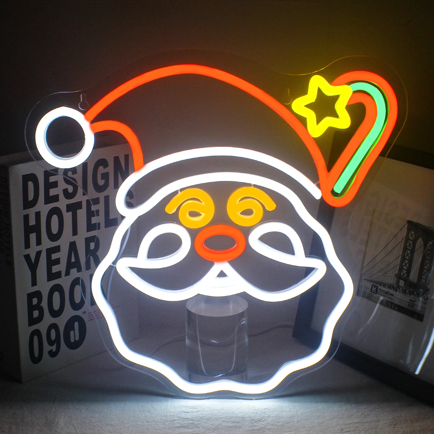 Santa Claus Neon Sign Led Santa Hat Neon Lights for Wall Decor Signs for Bedroom Home Party merry christmas Decorations Gifts halloween neon sign halloween funky party til we are ghosts led light halloween neon sign spooky atmosphere wall decorations