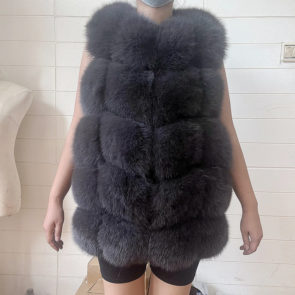 

2023Real fur, New Women's Winter Real Fur Coat High Quality Natural Fox Fur Vest fashion fur coat jacket vest Genuine Leather co