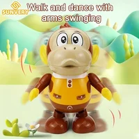 Baby Interactive Dancing Monkey Toy Music Lighted Cartoon Robot for Children Swinging Walking Toys Christmas Gift for Toddlers 2