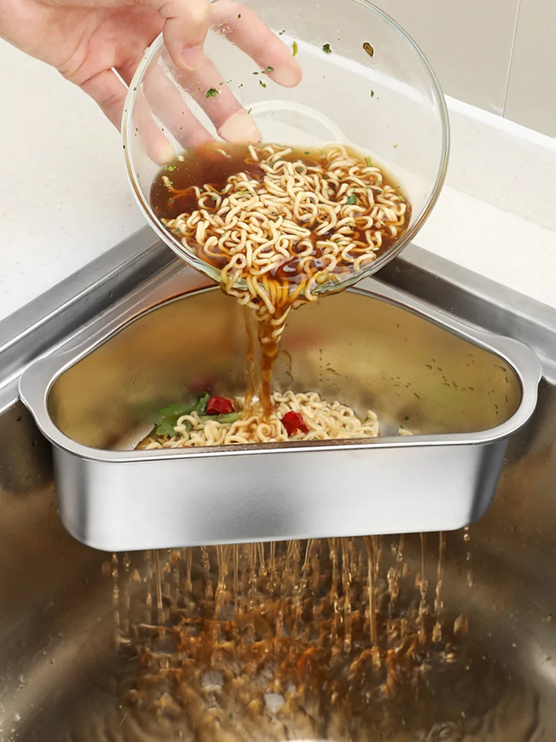 

Kitchen sink side triangle drain basket for washing vegetables Basin rack home kitchen tools filter residue cleaning supplies