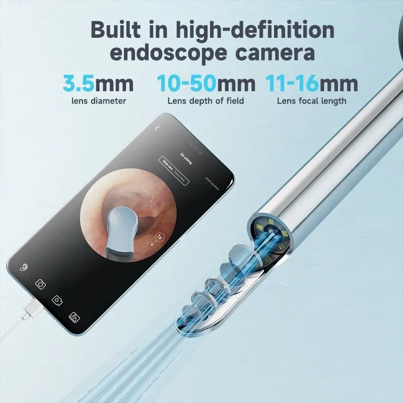 Ear Wax Cleaner Ear Wax Removal Tool Smart Ear Cleaner Camera Scope with Light Smartphone HD Video Otoscope Wax Cleaner For Android PC
