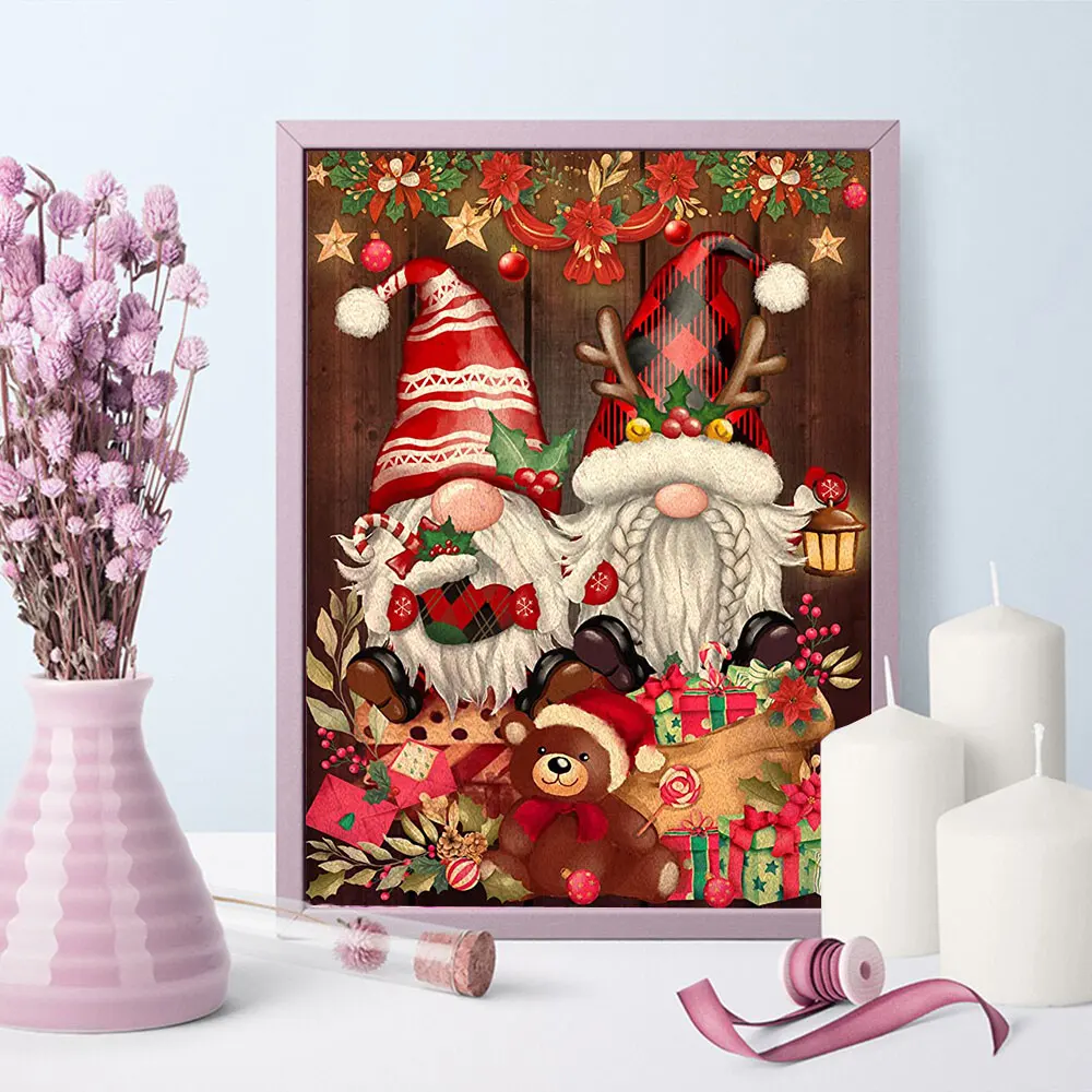 DIY Diamond Painting Santa Claus Full Drill Diamond Embroidery Cross Kit Cartoon Picture Rhinestone Mosaic Christmas Easter Gift