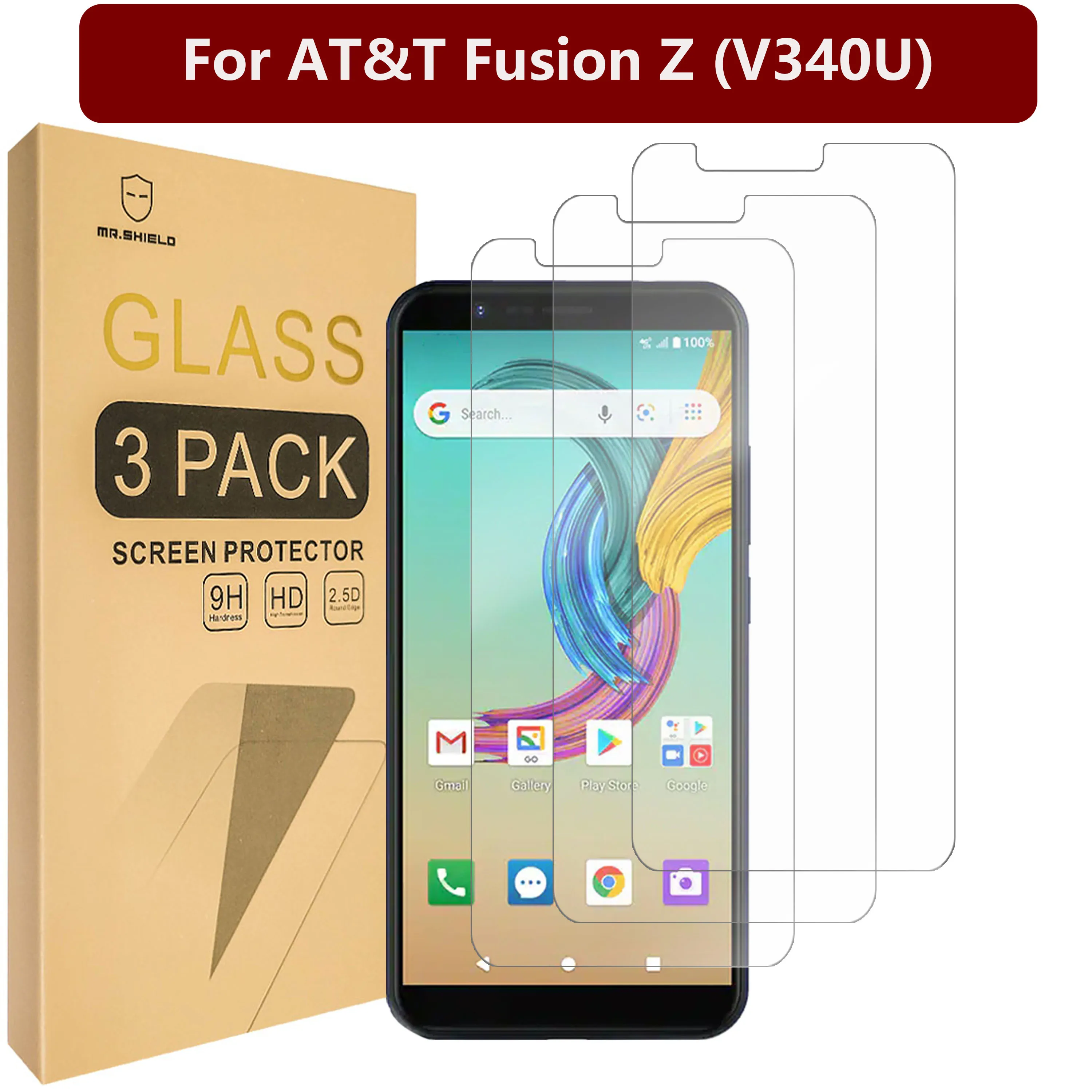 

Mr.Shield [3-Pack] Designed For AT&T Fusion Z (V340U) [Tempered Glass] [Japan Glass with 9H Hardness] Screen Protector