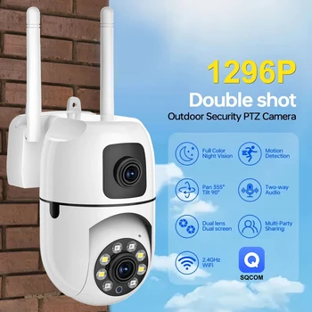 Dual Lens IP Camera 2.4Ghz WiFi Security Protection Full Color Night Vision PTZ CCTV Video Surveillance Camera 3MP 1