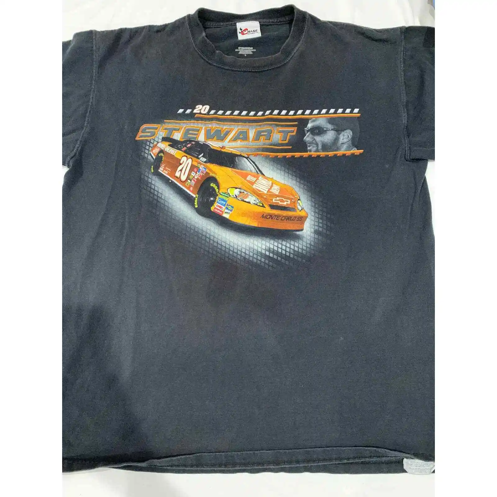 Tony Stewart #20 Home Depot Chase Vf Imagewear T-Shirt Nera Chase Size L Maniche Lunghe