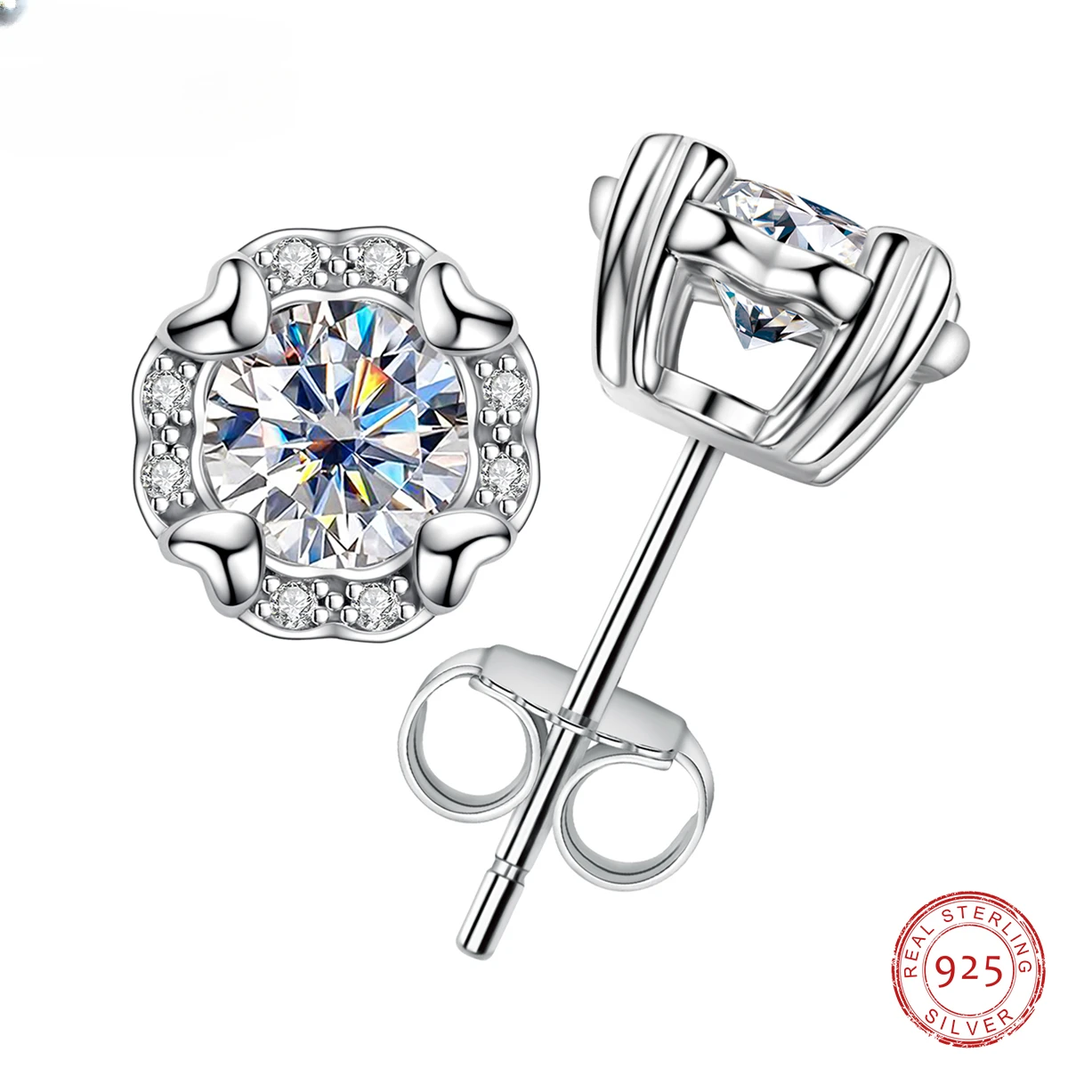 

diamante coração brincos para mulheres, d cor moissanite, 1 quilate, 925 prata esterlina, presentes por atacado para mulheres