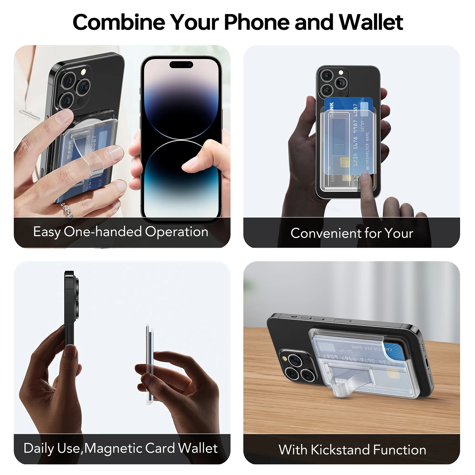 MagSafe Card Wallet For iPhone 15 14 13 12 Series Can Hold 2-3 Cards Magnetic Fashion Wallet Card Holder Transparent