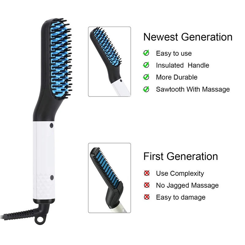 Description Picture 6 of itemPortable High-Quality Professional Mini Ceramic Brush Straightener Beard Comb Beard Straightener Men'S Styling Tool