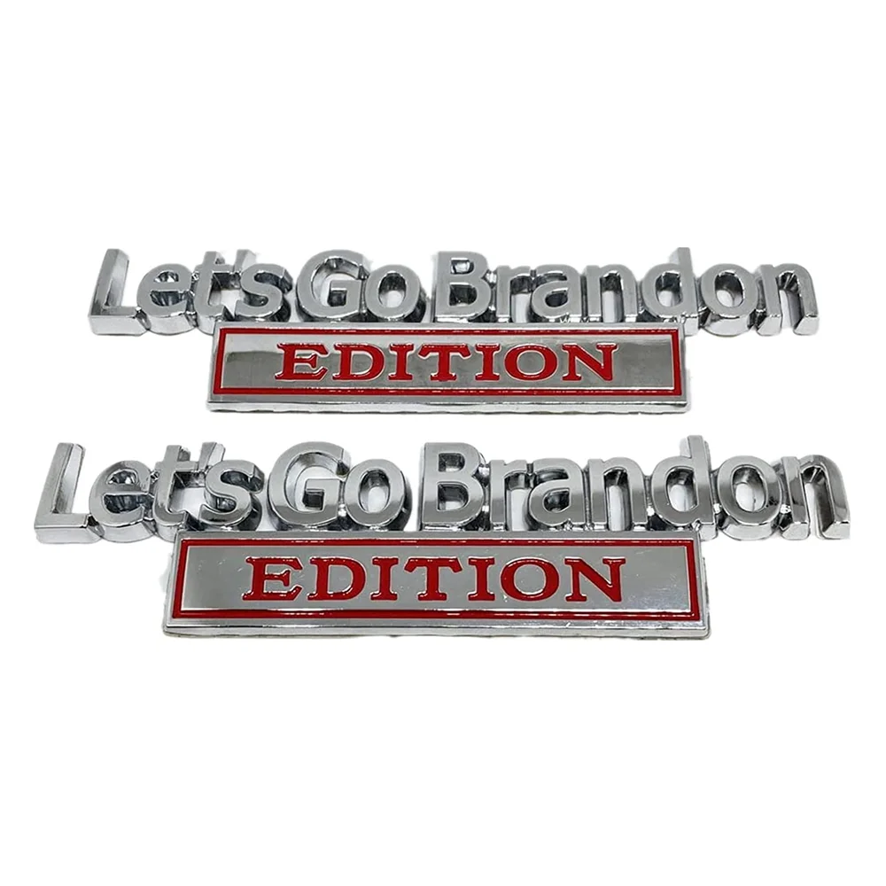 

2Pcs Chrome Red Let's Go Brandon EDITION Nameplate Emblem Car L&R Fender Door Rear Trunk Tailgate Badge Universal