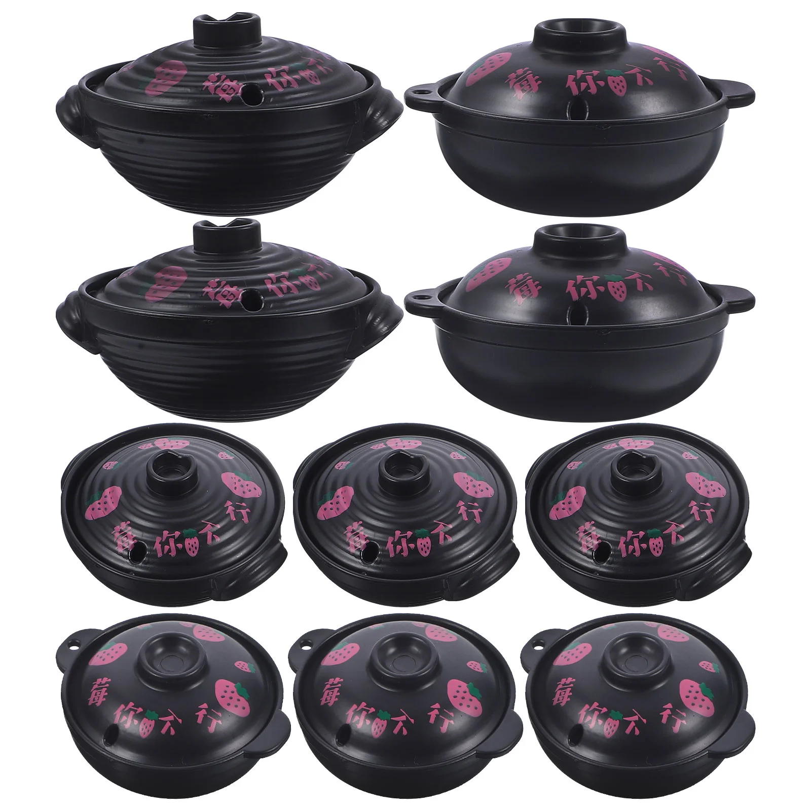 

10 Pcs Simulation Mini Casserole Kitchen Cookers Ornaments Miniature Pots House Pans Models Small Playing Pvc Flat Skillet