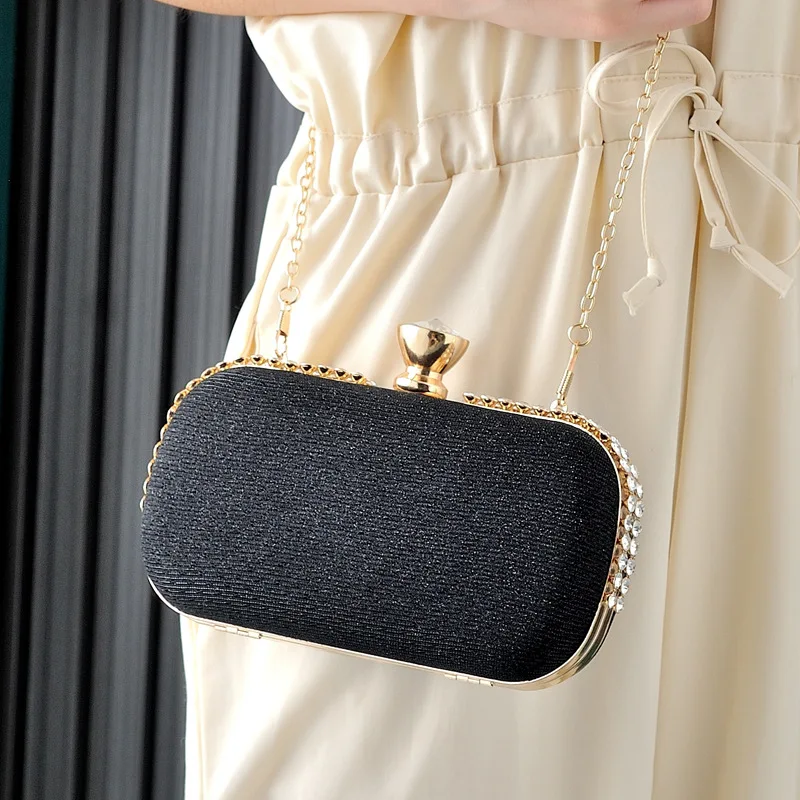 Süße rosa Abendtaschen für Damen, klassische Diamanten, Metallrahmen, Clutches, Hochzeit, Party, Handtasche und Geldbörse mit Umhängetasche – Detail 2