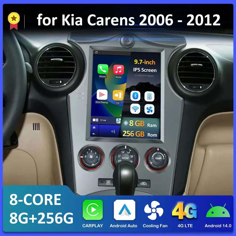 Navigatore GPS Android 14 per Kia Carens 2006-2012, Bluetooth Wireless, Carplay, Lettore Video per Auto Senza 2 Din
