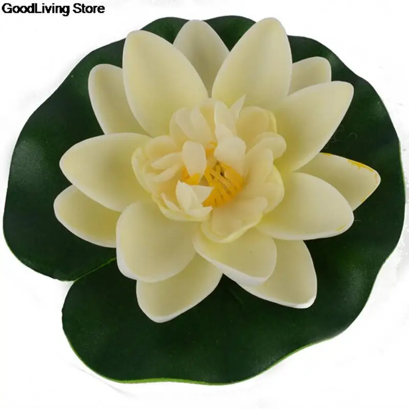 Eva Plastic 10cm Artificial Lotus Water Lily Floating Flower Pond Tank Plant Ornament Home Garden Pond Decoration 1PC