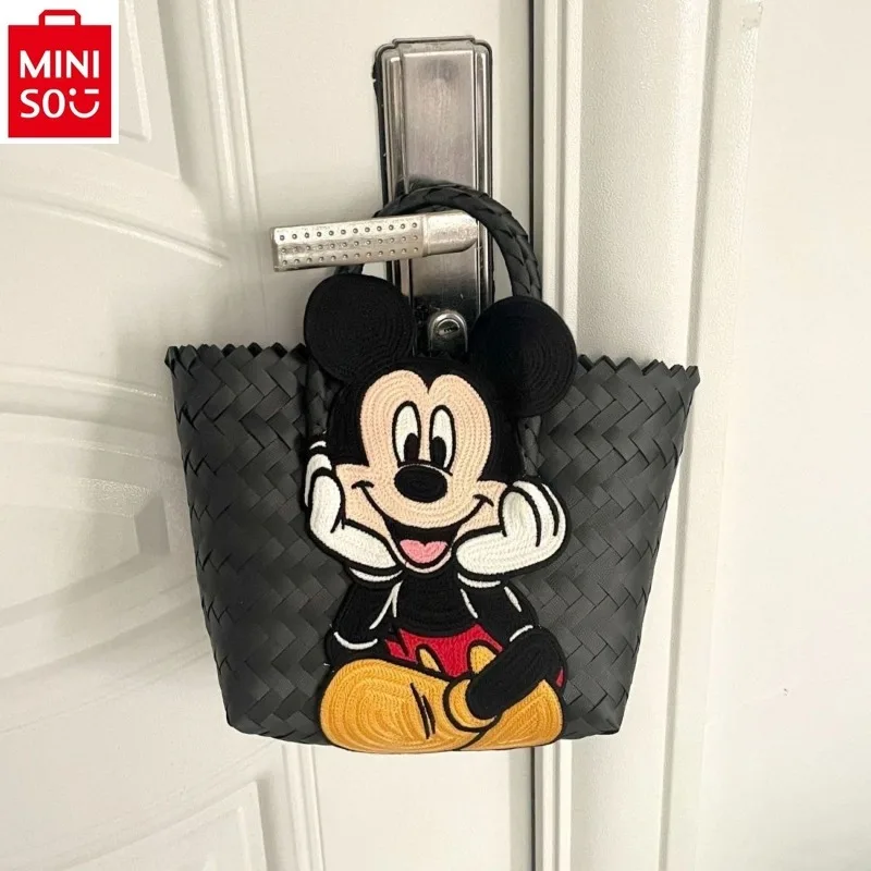

MINISO Disney Fashion Woven Michitote Bag Women's High Quality PVC Large Capacity Storage Outdoor Sweet Versatile Beach Bag