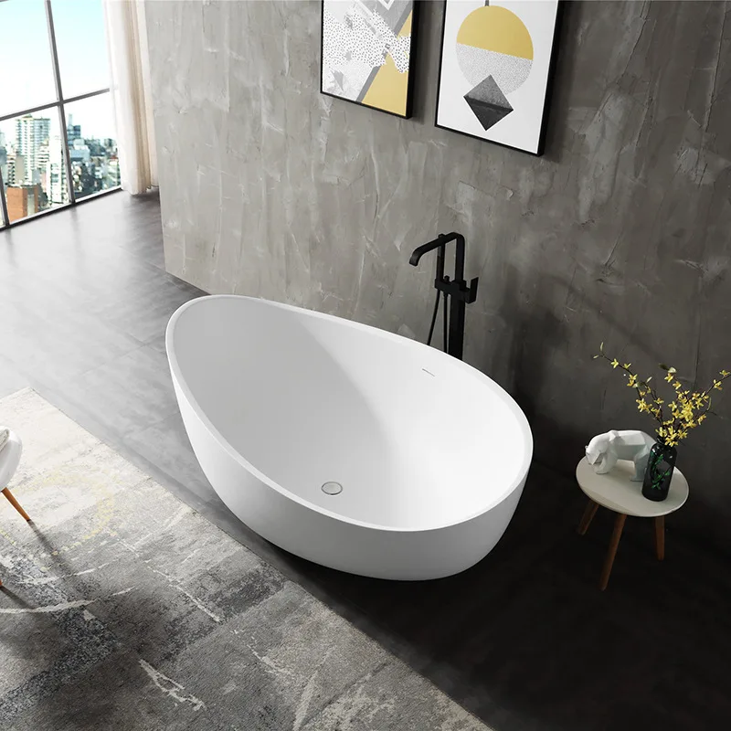 Acrylic Solid Surface Bathtub Comfortable matte solid surface bathtub Stone Resin bathtub 4