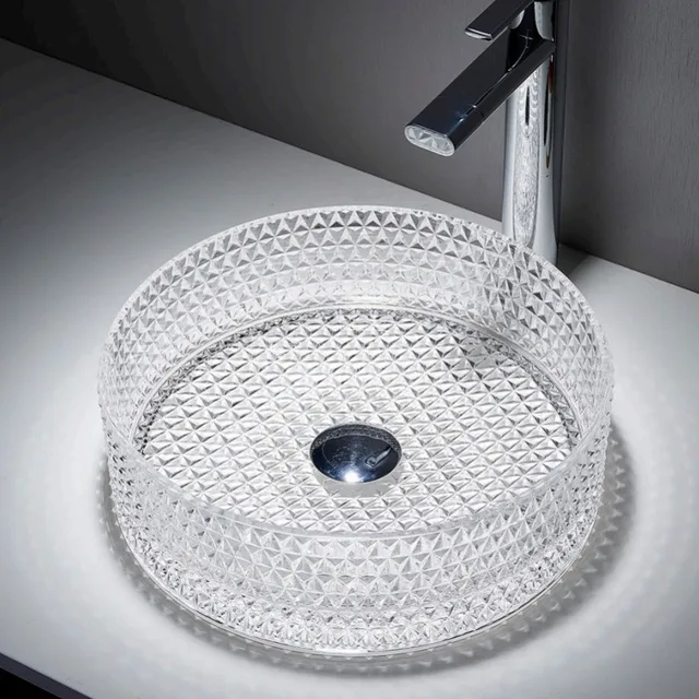 อ่างล้างหน้าแบบตั้งบนเคาน์เตอร์ อ่างล้างหน้าทรงกลมสวยงาม ทนทาน สำหรับใช้ในบ้าน อ่างล้างหน้าแบบมีรูเดียว อุปกรณ์ใช้ในห้องครัวและห้องน้ำ 1