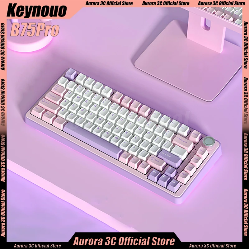 

Keynouo B75pro Mechanical Keyboard Wireless Bluetooth Keyboard 3mode 82keys Rgb Gasket Hot Swap Custom Esports Gaming Keyboards