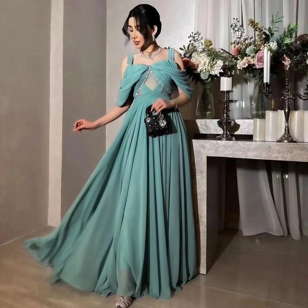

Elegant Simple A-Line Formal Evening Gowns New Ruched Sweetheart Beading Sleeveless Prom Dress Pleated Vestidos De Fiesta D10273