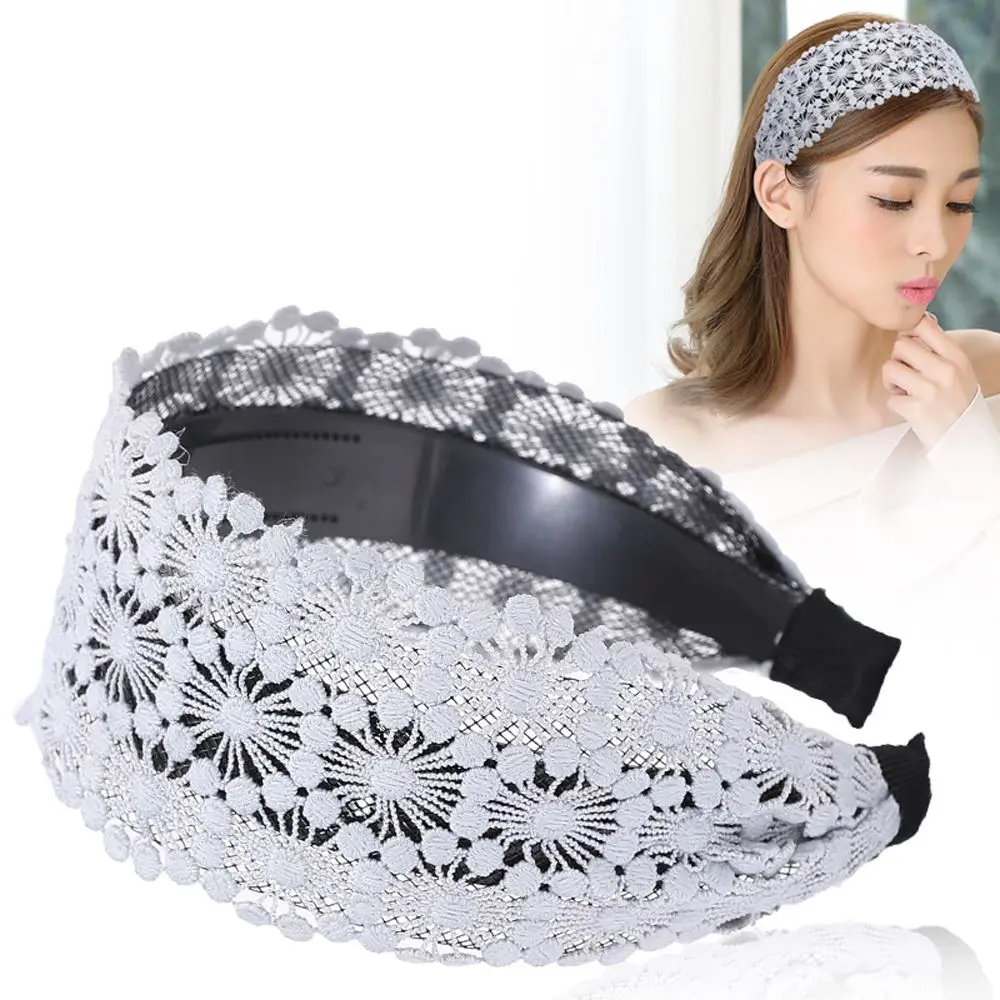 

Design Make up Cloth Face Wash with Toothed Women Hair Accessories Korean Style Hair Wear Wide Side Hairband Lace Headband
