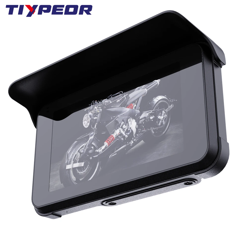 TIYPEOR 5 inch Motorcycle Carplay DVR Dual Lens Recording Navigation Waterproof Display Screen Portable Wireless Android Auto