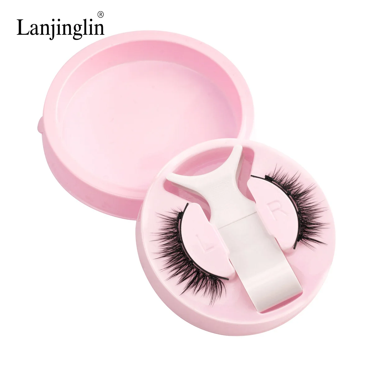Lanjinglin 5 Styles Reusable False Eyelashes 1 Pair Magnetic Eyelashes Handmade 3D Natural and Magnetic Tweezers Set