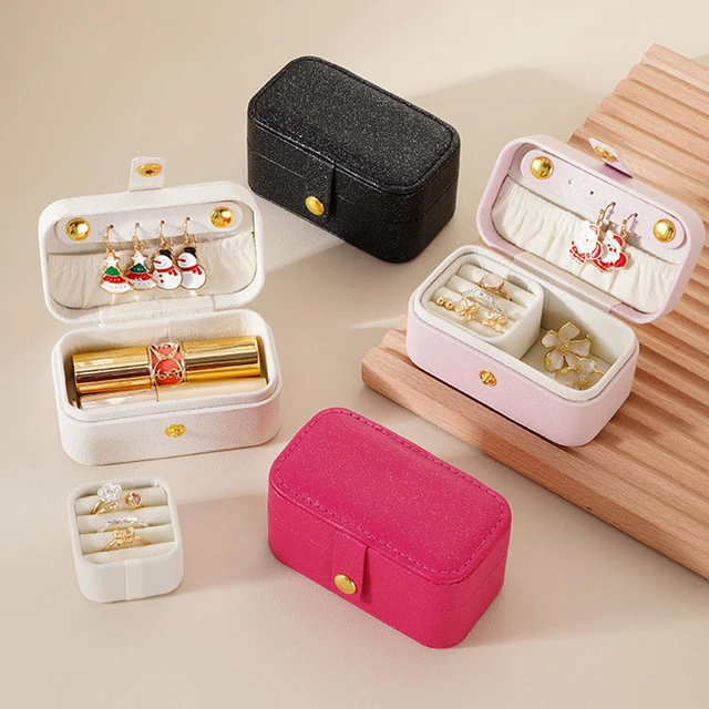 Mini Portable Organizer Travel Case, Leather Small Storage Boxes