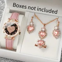 Kegllect 5PCS Women Quartz Watch Set for Gift Heart Shaped Rhinestone Accessories   Mother Her 1