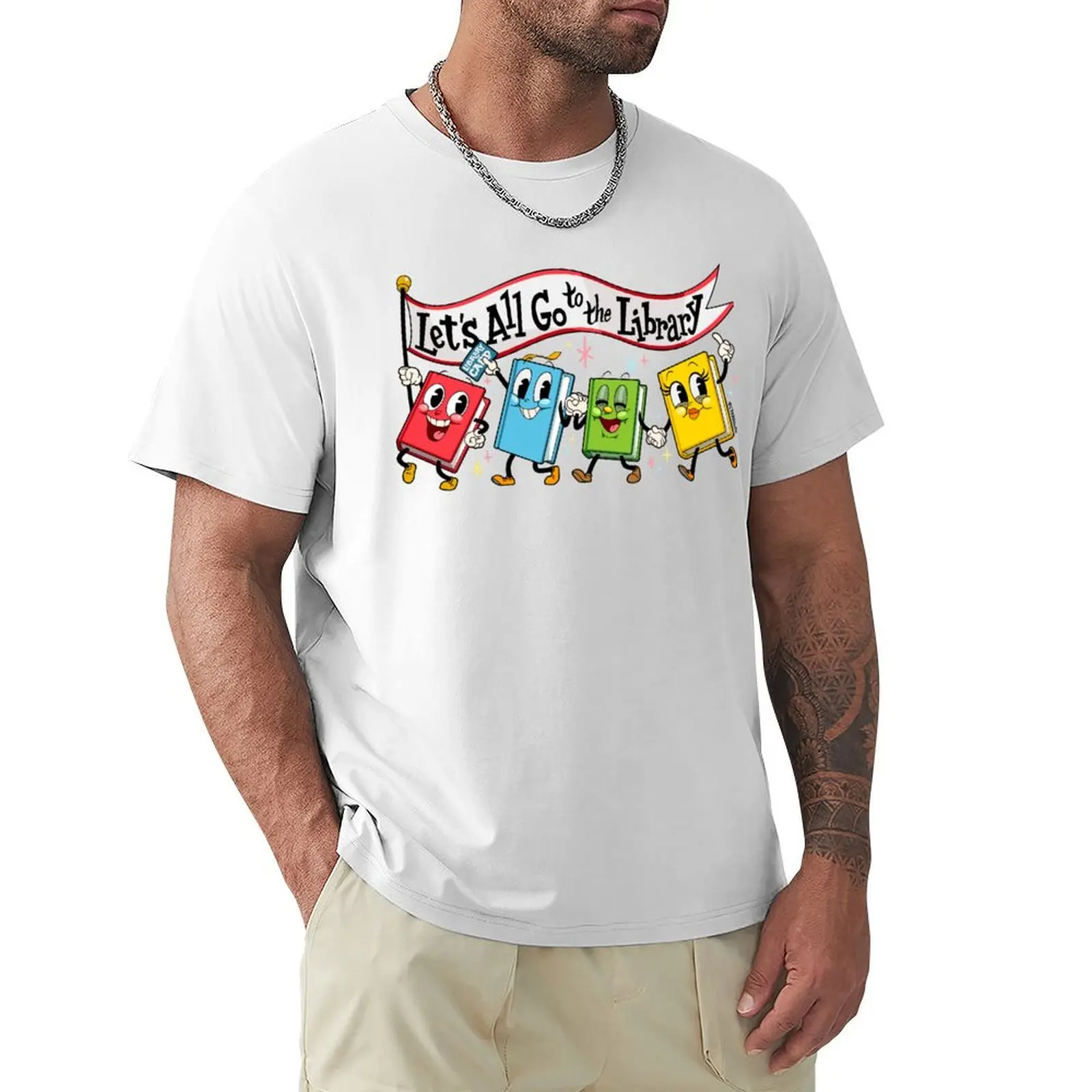 

Let's All Go to the Library ~ Marching Books T-shirt summer tops korean fashion mens tall t shirts