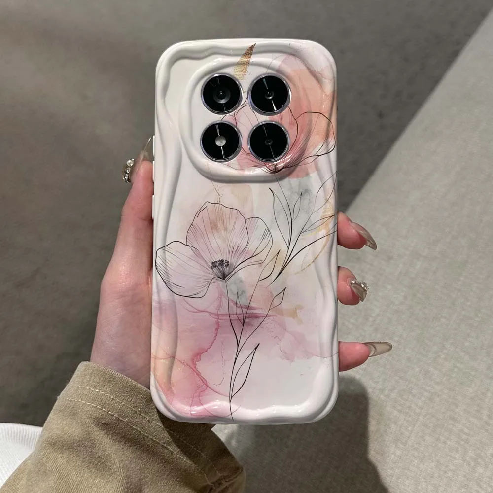 Artistic Pink Cherry Blossom Wave Oil Phone Case Cover