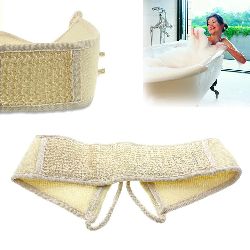 Bath Brush Massage Cleaning Bath Exfoliating Linen Back Strap Bath Shower Tool Body Scrubber Natural Loofah Shower Tool 2
