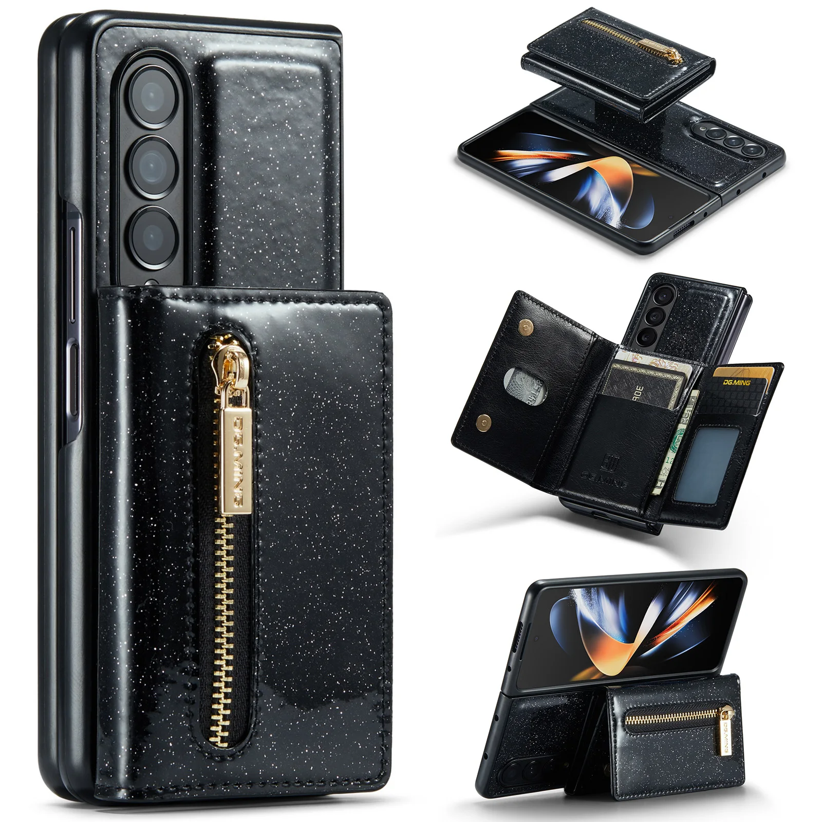 

Магнитный чехол-бумажник с блестками для Samsung Galaxy Z Fold 4 Z Fold 3