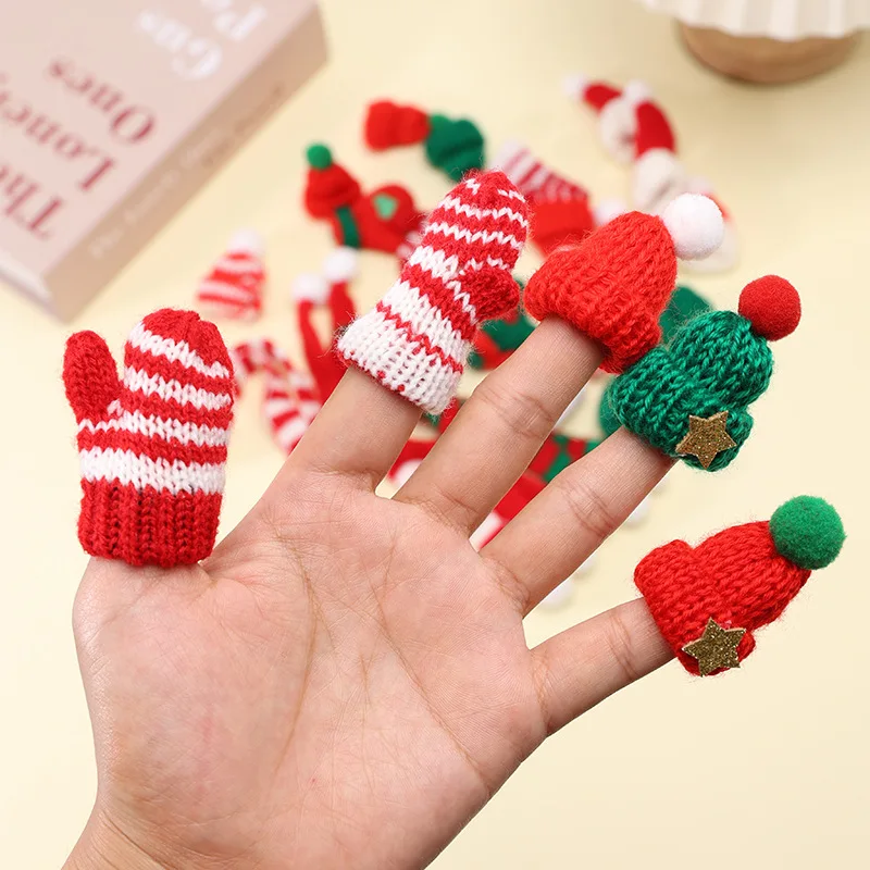 Mini Knitting Hats Set Doll Hat DIY Craft Knitting Hats Christmas Tree Ornaments Assorted Toy Decor DIY Sewing Crafts Materials