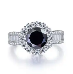 Elegant Round 2 Carat Pink Royal Blue Moissanite Sterling Silver Engagement Ring - 8 (Black)