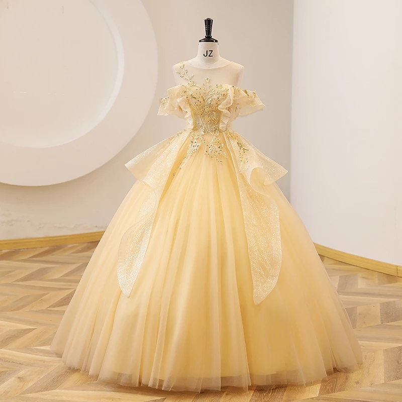 

Новинка, милое платье Quinceanera, классическое бальное платье без рукавов, роскошное кружевное платье, реальное фото, платье для выпускного вечера