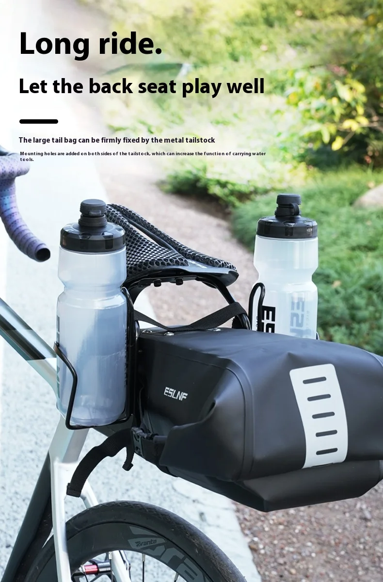Fahrrad-Gepäckträgertasche mit stabiler Halterung, große Fahrradtasche mit doppelter Flaschenhalterung, Anti-Rüttel-Sitzkonvertierung – Detail 6