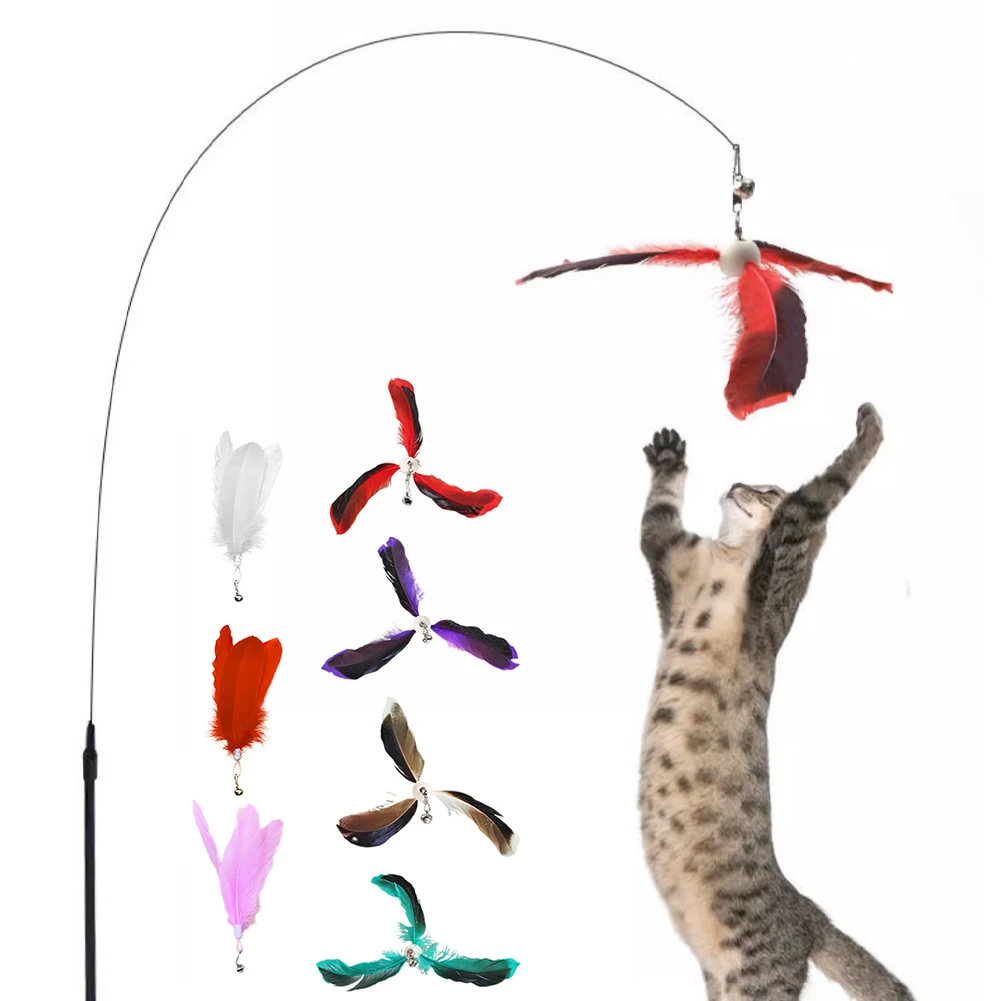 Katze Teaser Stick Ersatz interaktive Spielzeug Feder Teaser Stick Zauberstab Haustier Feder Nachfüllung Ersatz fänger für Katzen übung