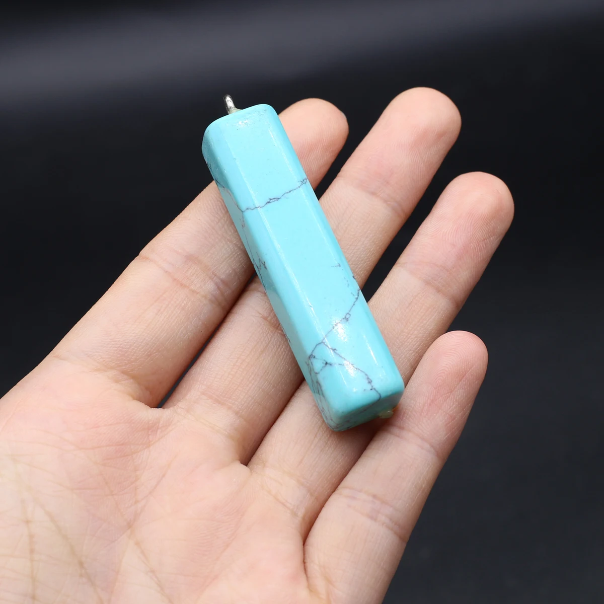 10PCS Wholesale Natural Semiprecious Stone Random Color Rectangle Pendant Jewelry Making DIY Necklace Earrings Accessories Gift