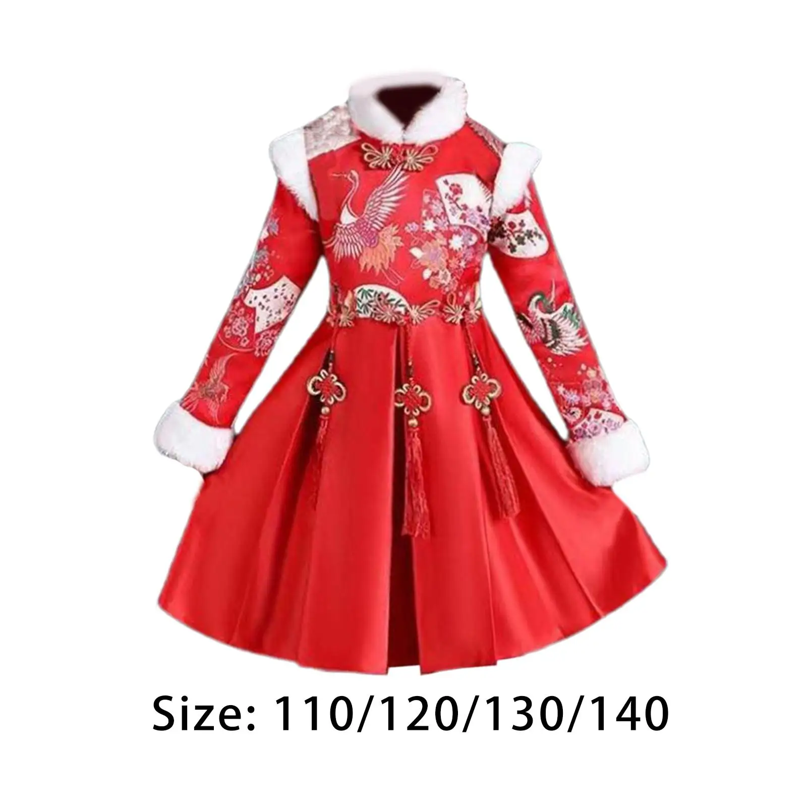 

Chinese Traditional Girls Dress Long Sleeve Outfits Tang Suit Delicate Embroidery Stand Collar for Theme Party Lunar New Year
