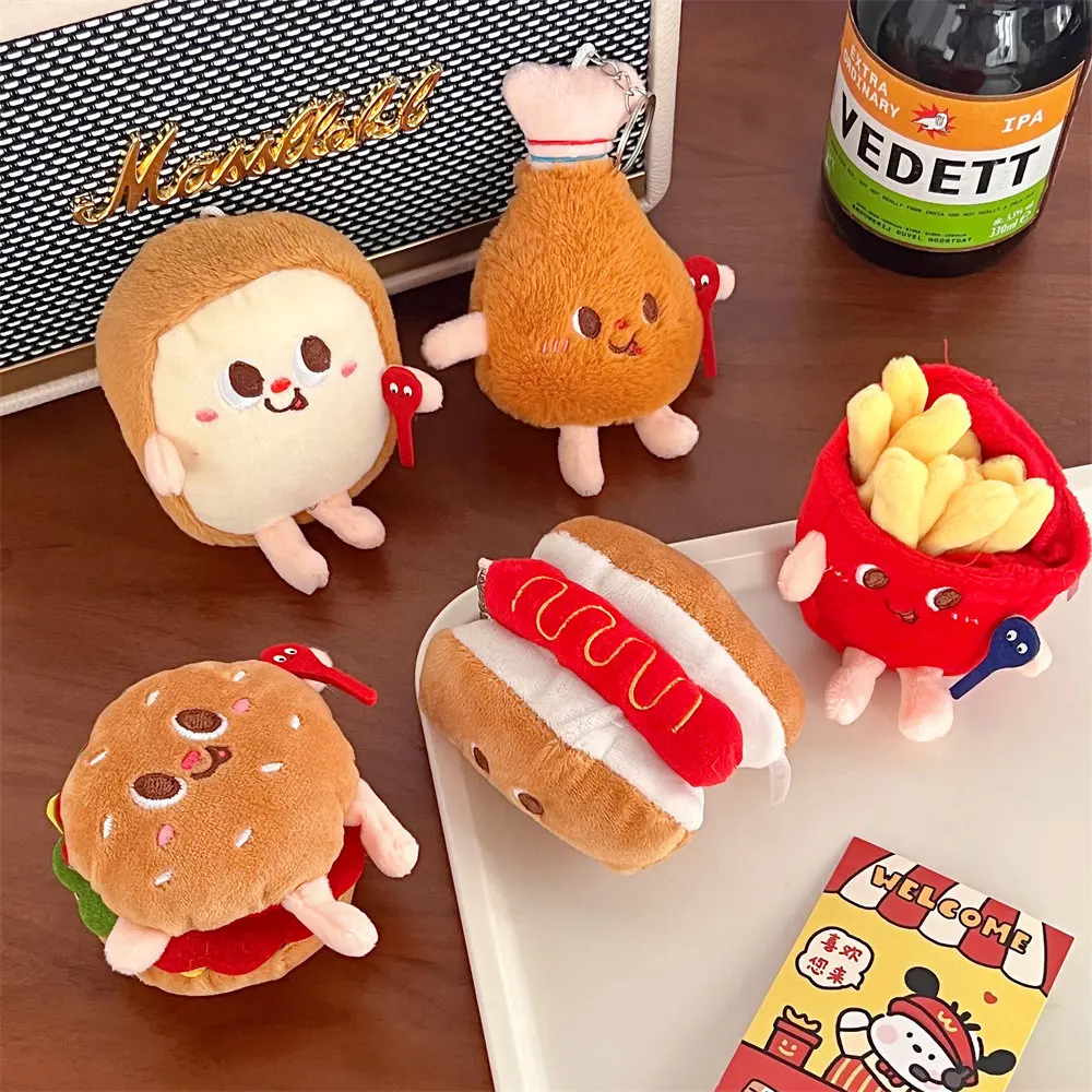 Niedliche und kreative Pommes-Frites-Hamburger-Figur zum Aufhängen, Rucksack für Paare, Plüsch-Hängedekoration, Auto-Schlüsselanhänger