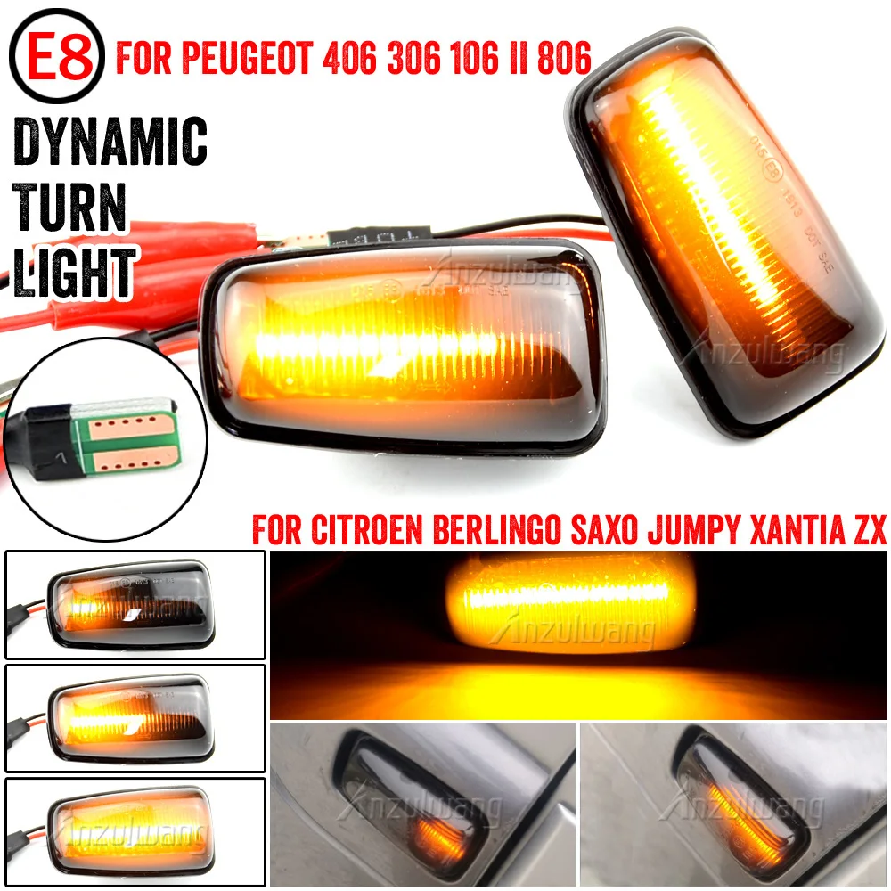 

2x Flowing Turn Signal Led Dynamic Side Marker Side Repeater Light for Peugeot 106 306 406 806 EXPERT 1 2 for Fiat Scudo Ulysse
